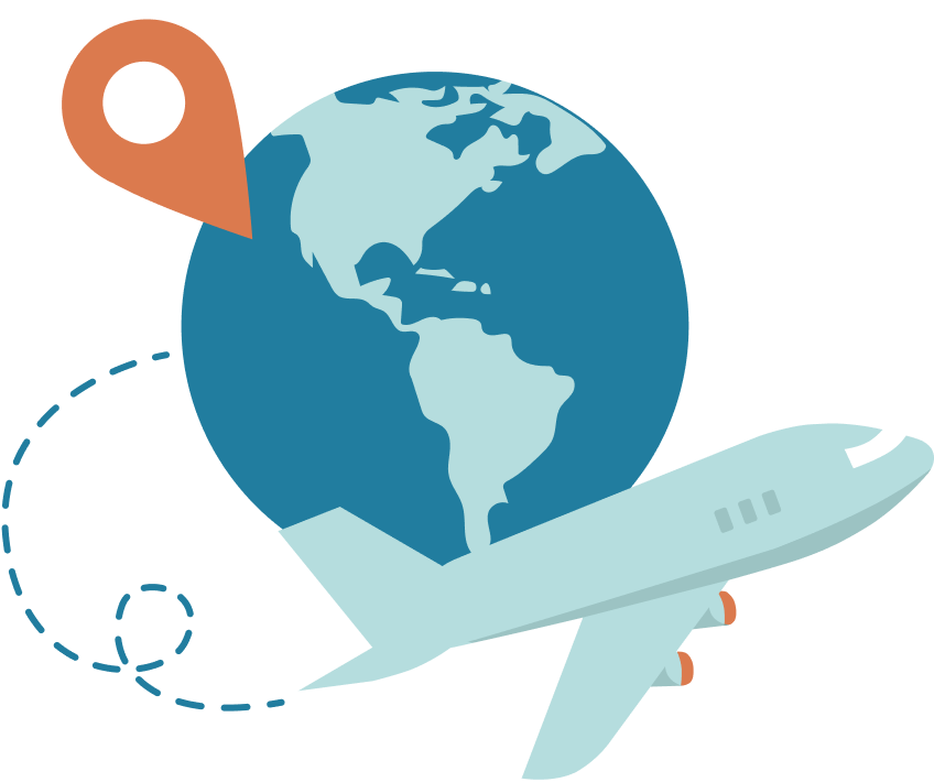 plane around circling globe